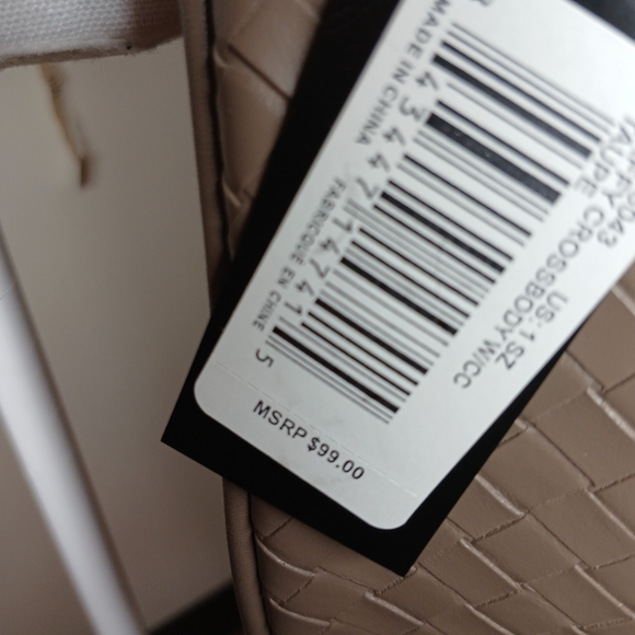 Bebe Taupe Woven Crossbody Bag with Coin Pouch NWT Fall - Picture 10 of 16